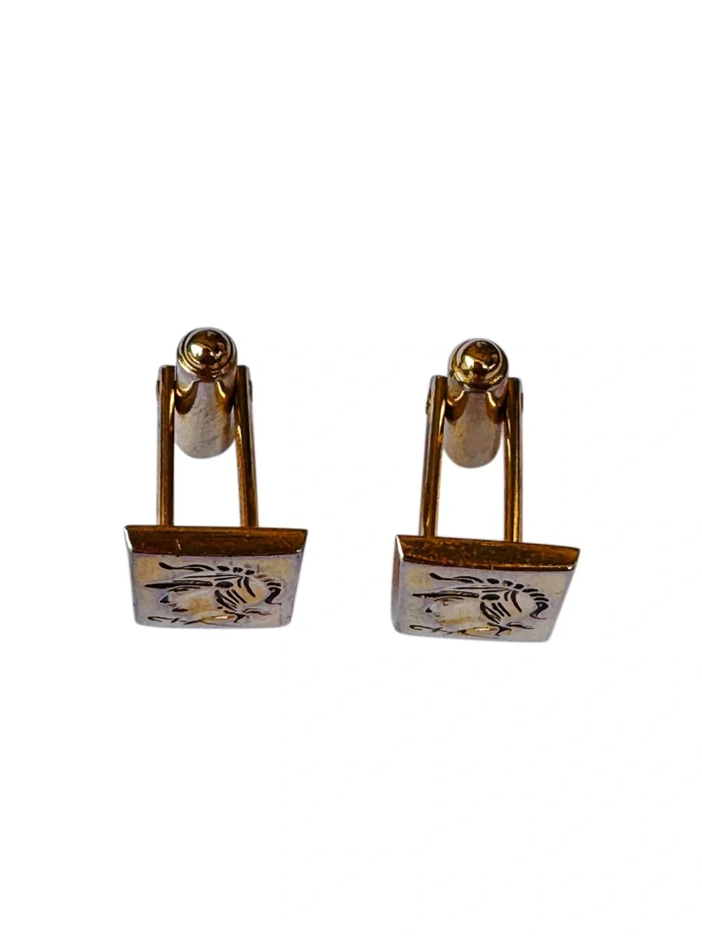 Anson Vintage Gold Tone Spartan Soldier Rectangular Cufflinks